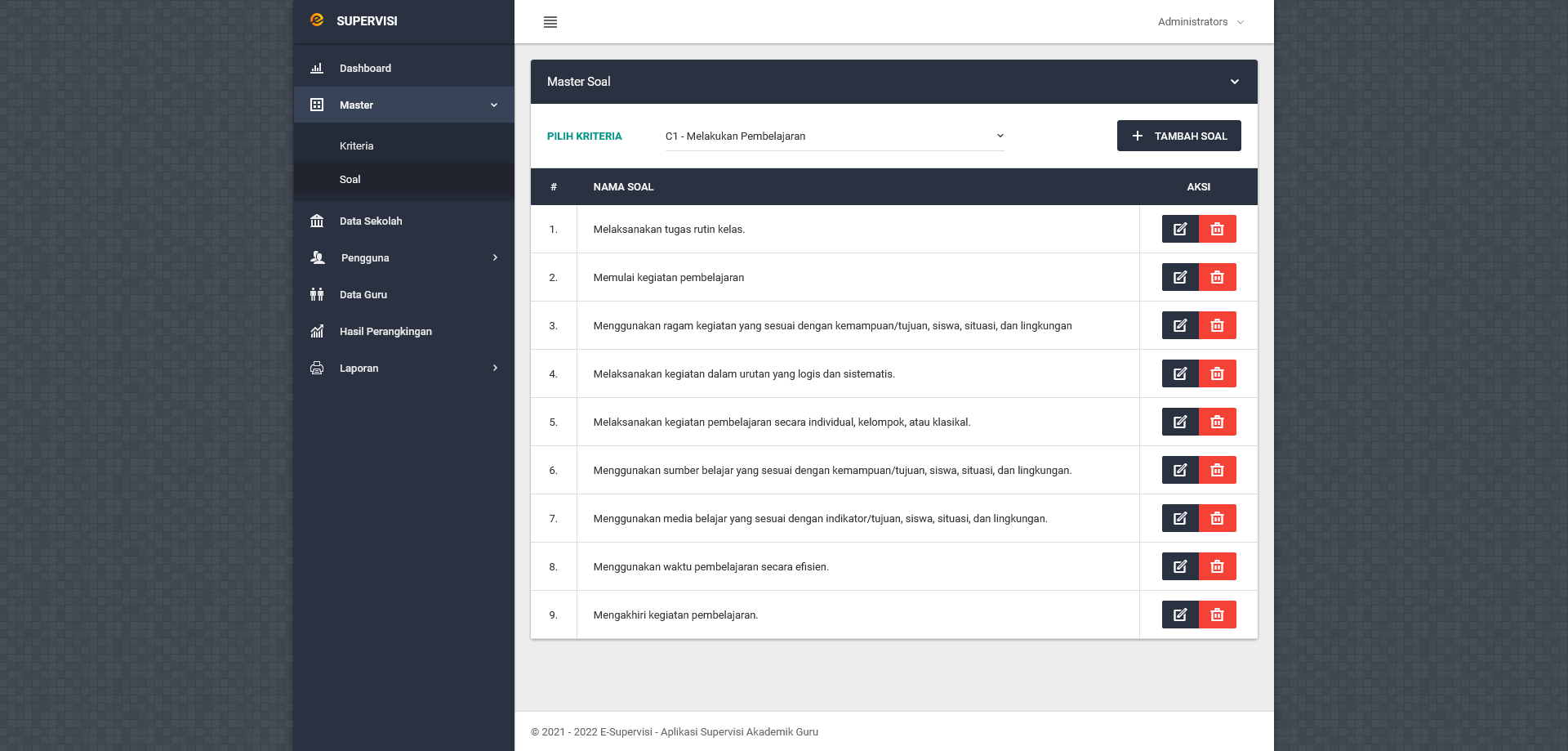 Aplikasi Supervisi Akademik Guru Source code Codeigniter MySQL